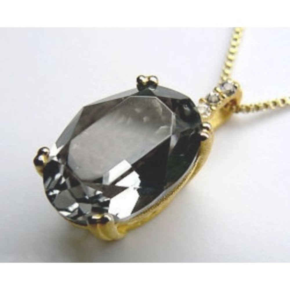 VERA WANG 18K Gold over SILVER Gray Solitaire Necklace - Picture 7 of 13